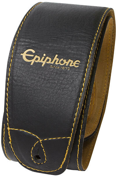 Epiphone Leather Guitar Strap Cuir 3inc Black - Gitaarriem - Main picture