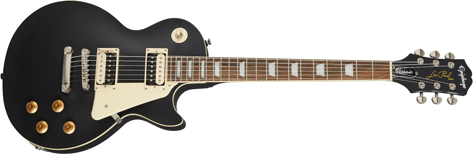 Epiphone Les Paul Classic Worn 2020 Hh Ht Lau - Worn Ebony - Enkel gesneden elektrische gitaar - Main picture