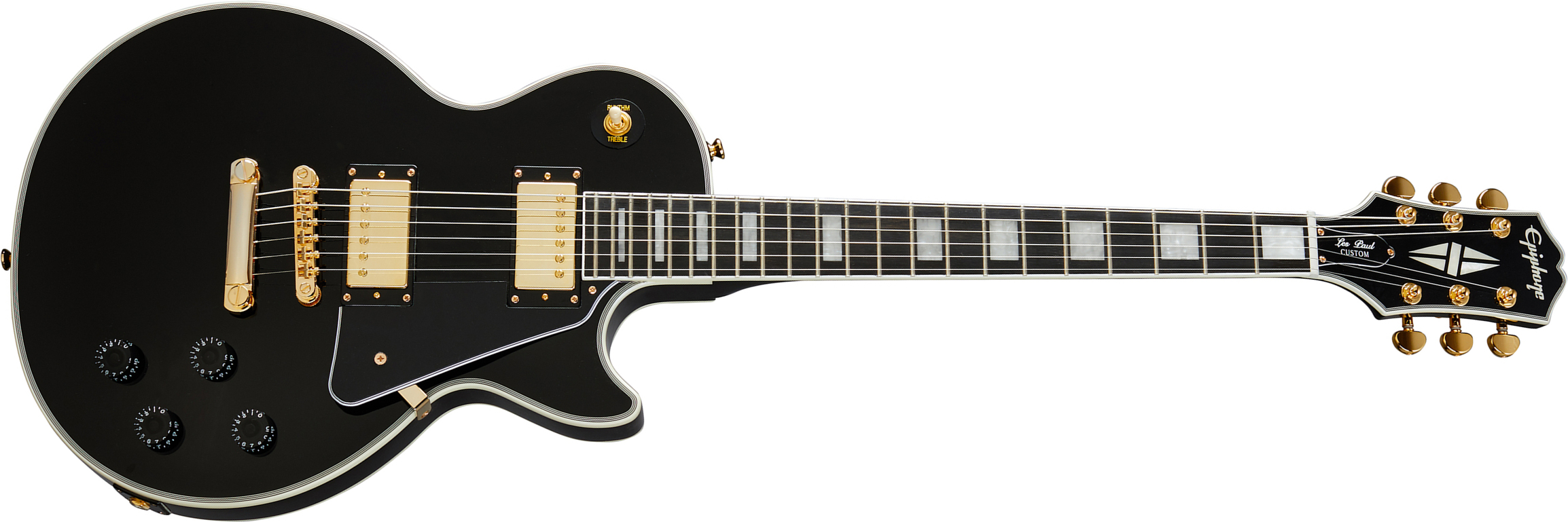 Epiphone Les Paul Custom 2h Ht Eb - Ebony - Enkel gesneden elektrische gitaar - Main picture