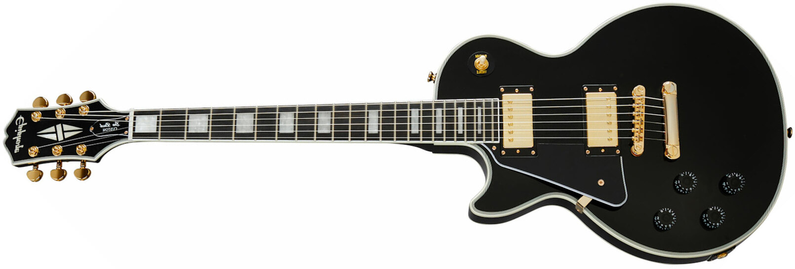 Epiphone Les Paul Custom Lh Gaucher 2h Ht Eb - Ebony - Linkshandige elektrische gitaar - Main picture