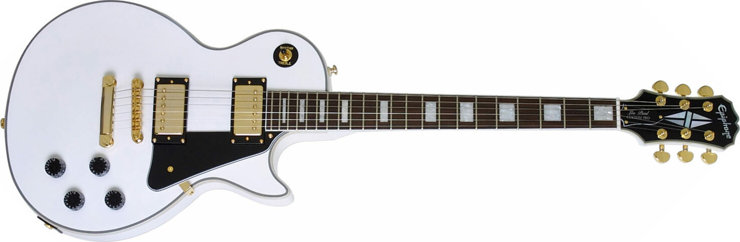 Epiphone Les Paul Custom Pro Gh - Alpine White - Enkel gesneden elektrische gitaar - Main picture