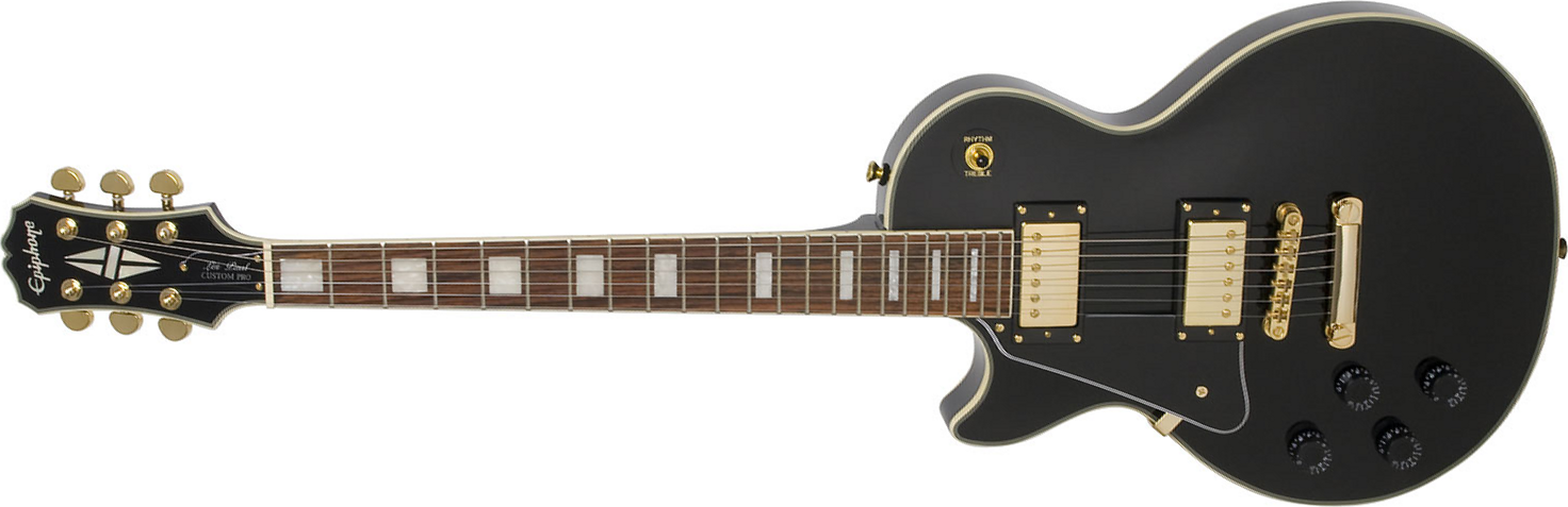 Epiphone Les Paul Custom Pro Lh Gaucher - Ebony - Linkshandige elektrische gitaar - Main picture