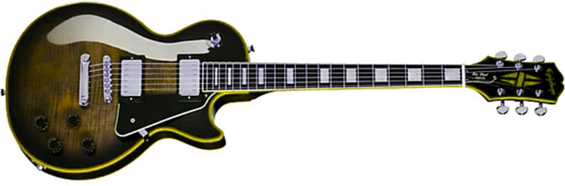 Epiphone Les Paul Custom Widow Ibg 2h Ht Eb - Yellow Burst - Single cut gitaar - Main picture