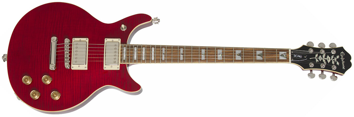 Epiphone Les Paul Dc Pro 2019 2h Ht Pf - Black Cherry - Guitarra eléctrica de doble corte. - Main picture