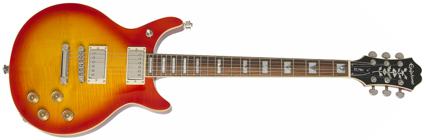 Epiphone Les Paul Dc Pro 2019 2h Ht Pf - Faded Cherry Burst - Guitarra eléctrica de doble corte. - Main picture