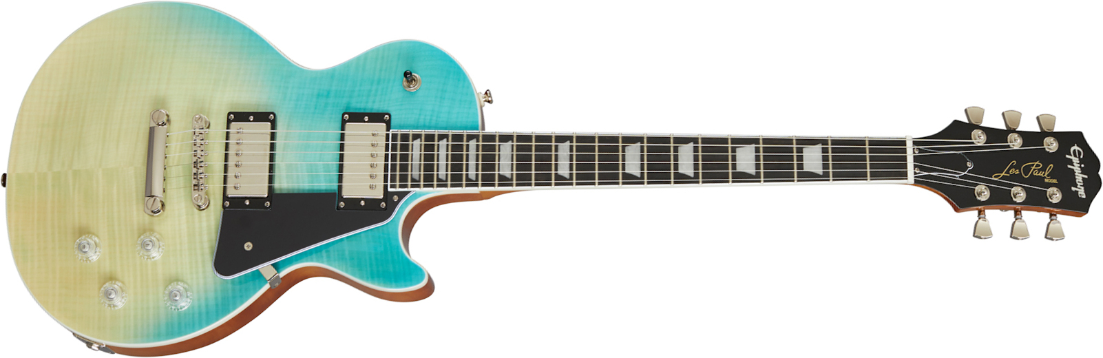 Epiphone Les Paul Modern Figured 2h Ht Eb - Caribbean Blue Fade - Enkel gesneden elektrische gitaar - Main picture