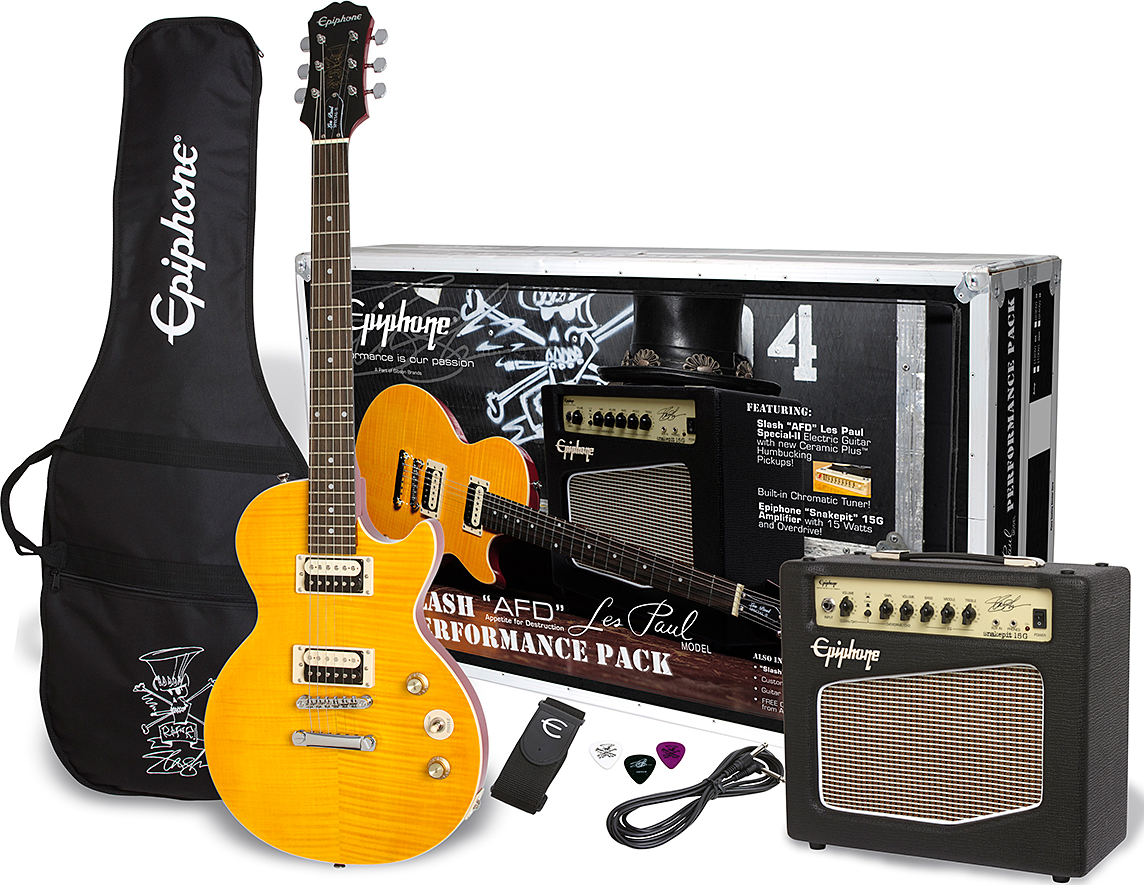 Epiphone Les Paul Slash Afd Performance Pack Ch - Appetite Amber - Elektrische gitaar set - Main picture