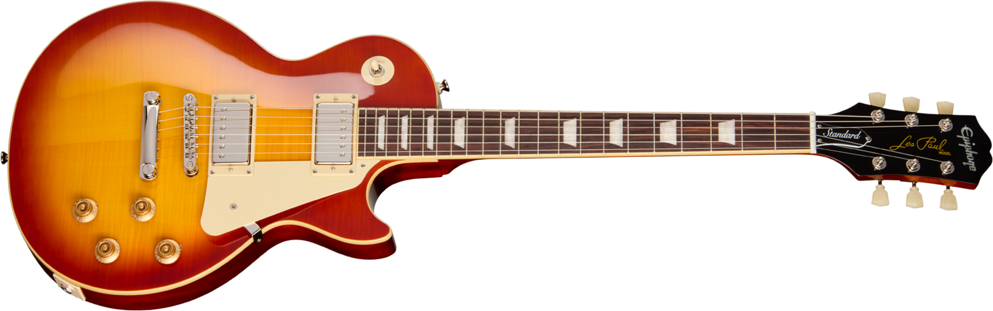 Epiphone Les Paul Standard 50s Figured Ibg Original 2h Ht Rw - Washed Cherry Sunburst - Single cut gitaar - Main picture