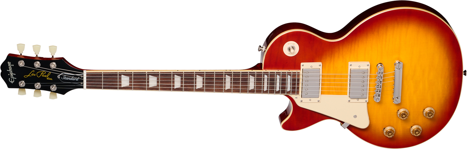 Epiphone Les Paul Standard 50s Figured Lh Ibg Original Gaucher 2h Ht Rw - Washed Cherry Sunburst - Single cut gitaar - Main picture