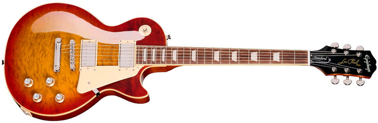 Epiphone Les Paul Standard 60s Quilt Top Ltd Ibg Original 2h Ht Lau - Washed Cherry Sunburst - Single cut gitaar - Main picture
