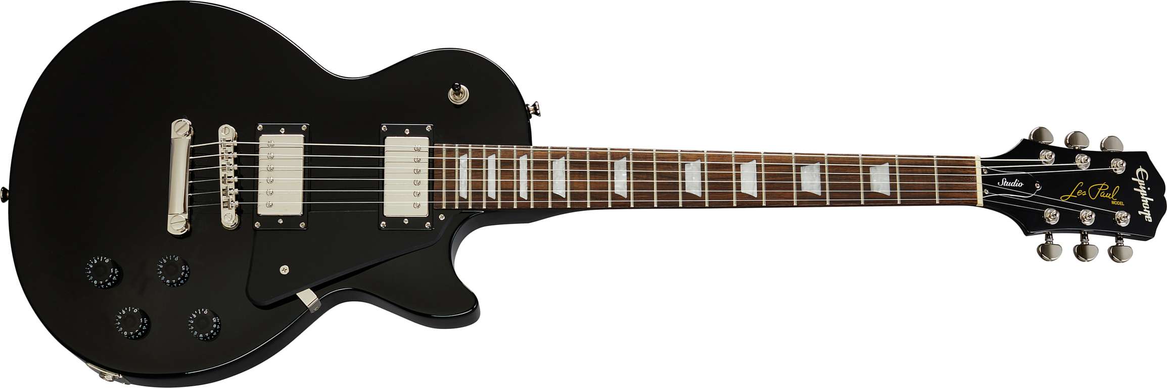 Epiphone Les Paul Studio 2h Ht Pf - Ebony - Enkel gesneden elektrische gitaar - Main picture