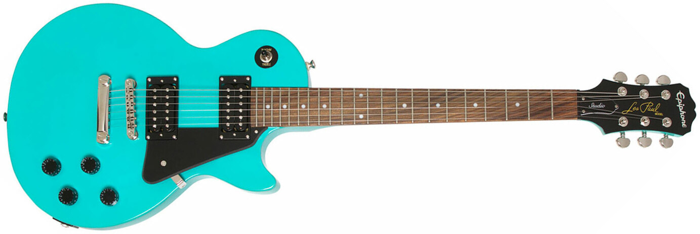 Epiphone Les Paul Studio Hh Ht Pf Ch - Turquoise - Enkel gesneden elektrische gitaar - Main picture