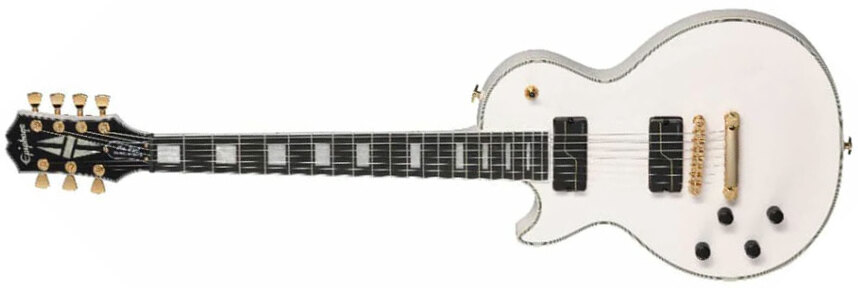 Epiphone Matt Heafy Les Paul Custom Origins 7c Lh Signature Gaucher 2h Fishman Fluence Ht Eb - Bone White - Linkshandige elektrische gitaar - Main pic