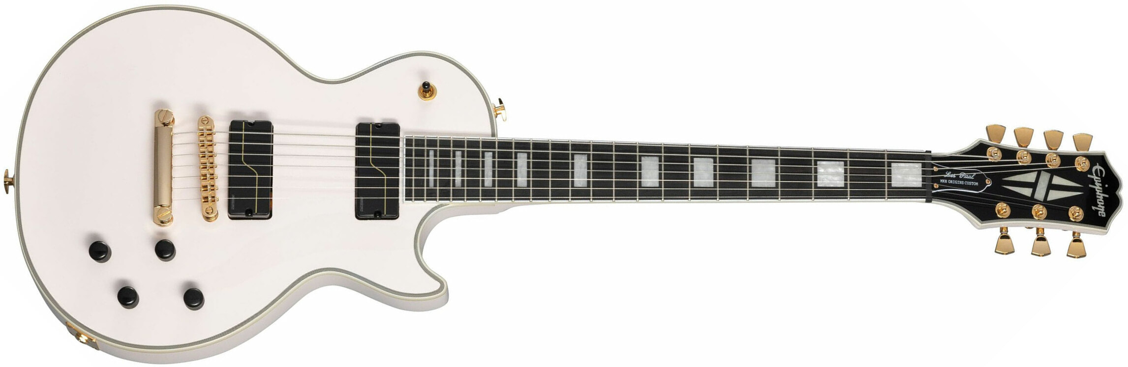 Epiphone Matt Heafy Les Paul Custom Origins 7c Signature 2h Fishman Fluence Custom Ht Eb - Bone White - 7-snarige elektrische gitaar - Main picture