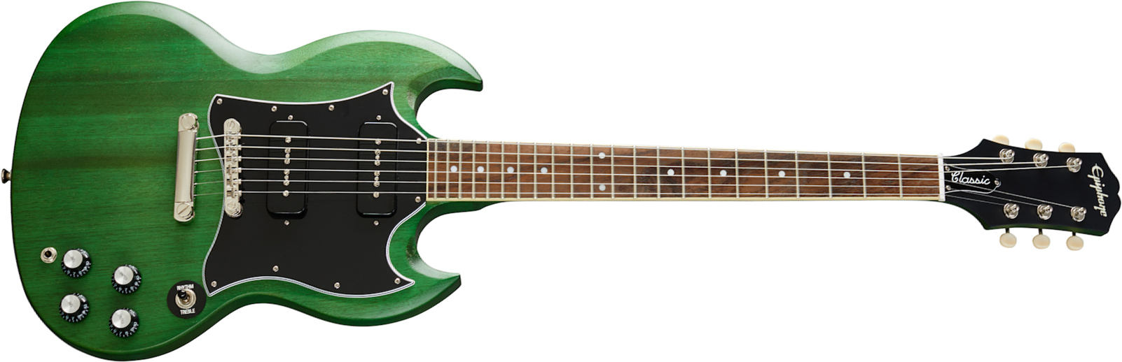 Epiphone Sg Classic Worn 2s P90 Ht Lau - Satin Inverness Green - Retro-rock elektrische gitaar - Main picture