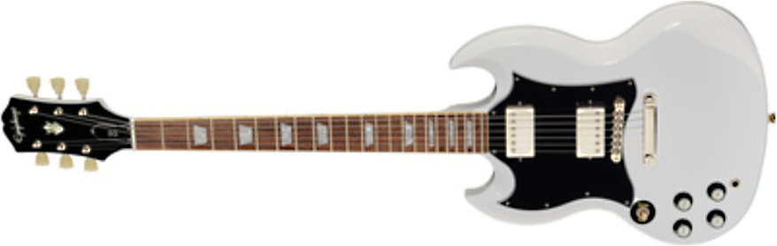 Epiphone Sg Standard Lh Gaucher 2h Ht Lau - Alpine White - Linkshandige elektrische gitaar - Main picture