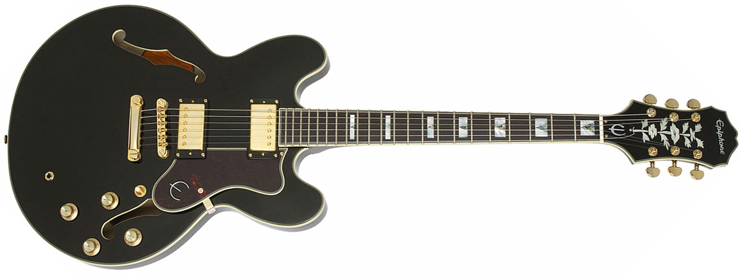 Epiphone Sheraton Ii Pro 2018 2h Ht Pf - Ebony - Semi hollow elektriche gitaar - Main picture