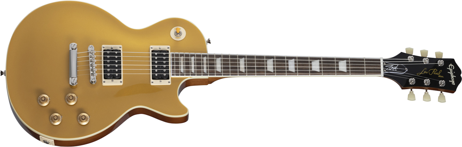 Epiphone Slash Les Paul Standard Goldtop Victoria Signature 2h Ht Lau +etui - Gold - Enkel gesneden elektrische gitaar - Main picture