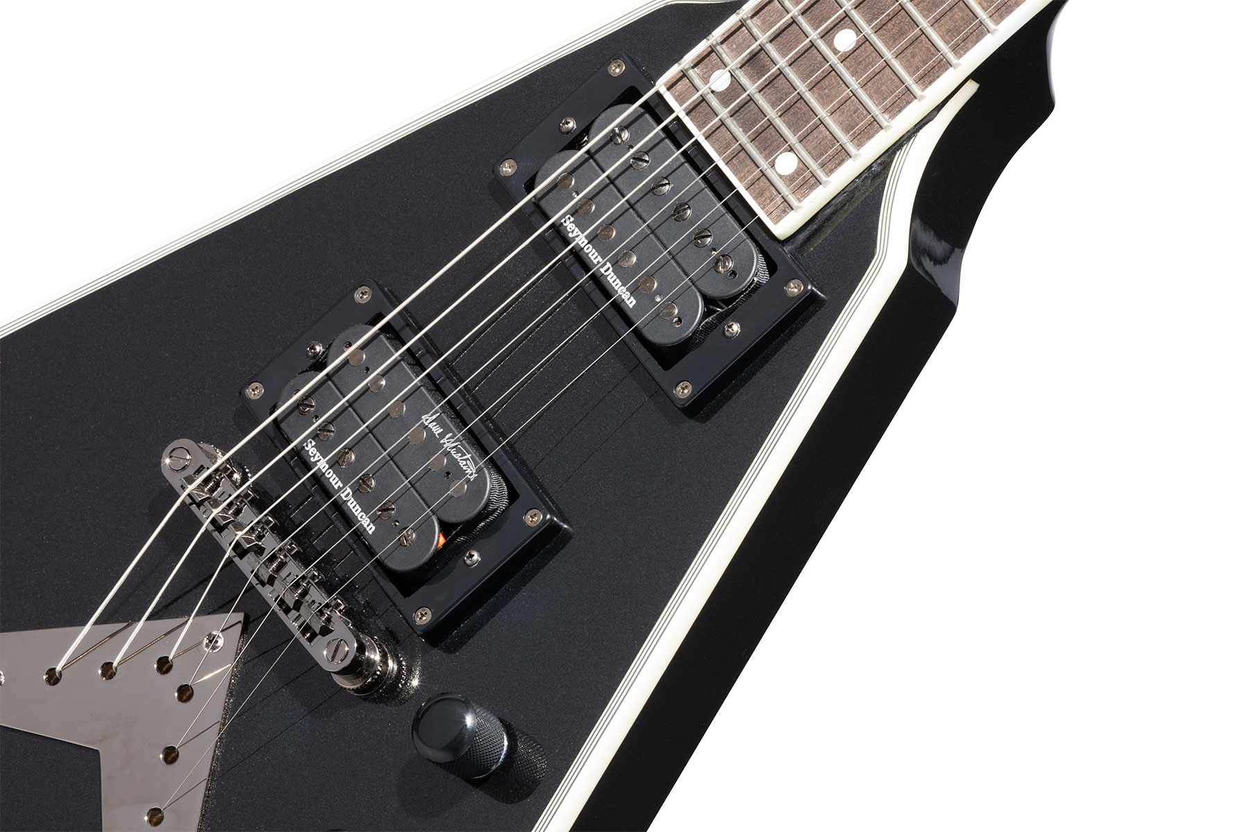 Epiphone Dave Mustaine Flying V Prophecy 2h Fishman Fluence Ht Eb - Black Metallic - Metalen elektrische gitaar - Variation 4