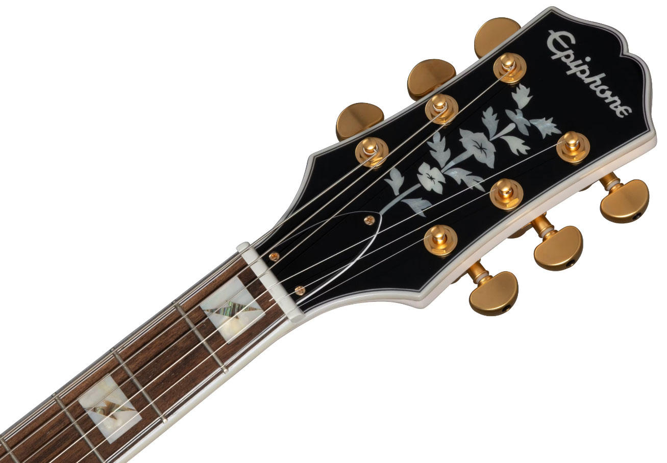 Epiphone Emily Wolfe Sheraton 2h Ht Lau - Aged Bone White - Semi hollow elektriche gitaar - Variation 4