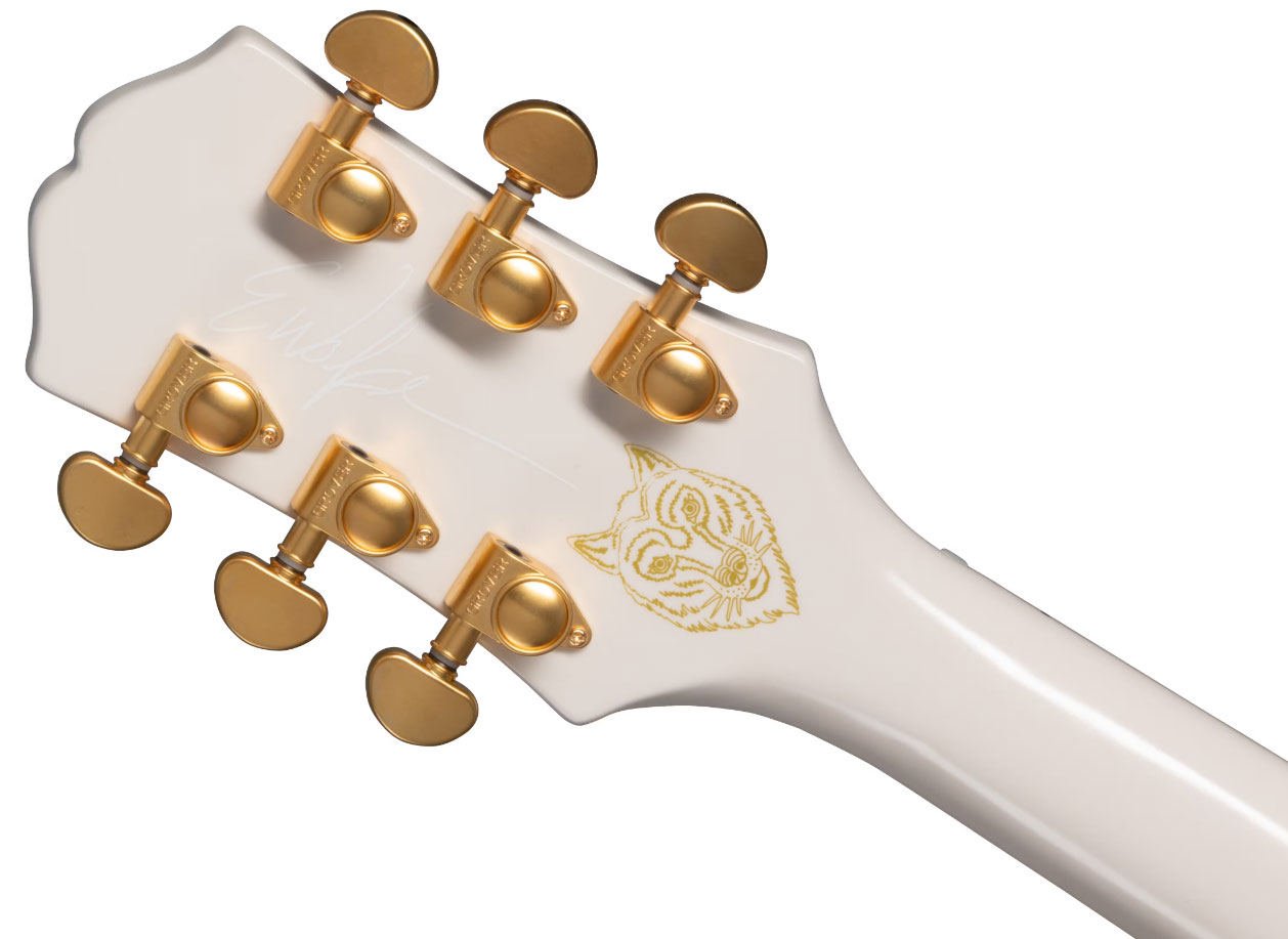 Epiphone Emily Wolfe Sheraton 2h Ht Lau - Aged Bone White - Semi hollow elektriche gitaar - Variation 5