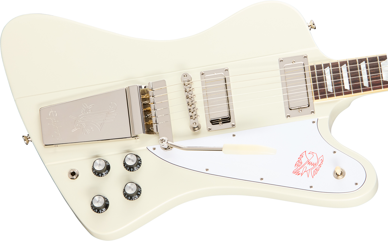 Epiphone Firebird V 1963 Maestro Vibrola Reissue Ins.by.g.c 2mh Gibson Trem Rw - Polaris White - Retro-rock elektrische gitaar - Variation 2