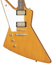 Linkshandige elektrische gitaar Epiphone Original 1958 Explorer Korina White Pickguard LH - Aged natural