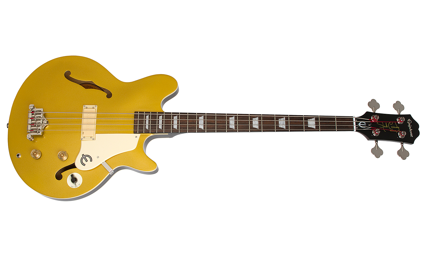 Epiphone Jack Casady Signature Bass Ch - Metallic Gold - Hollow body elektrische bas - Variation 1