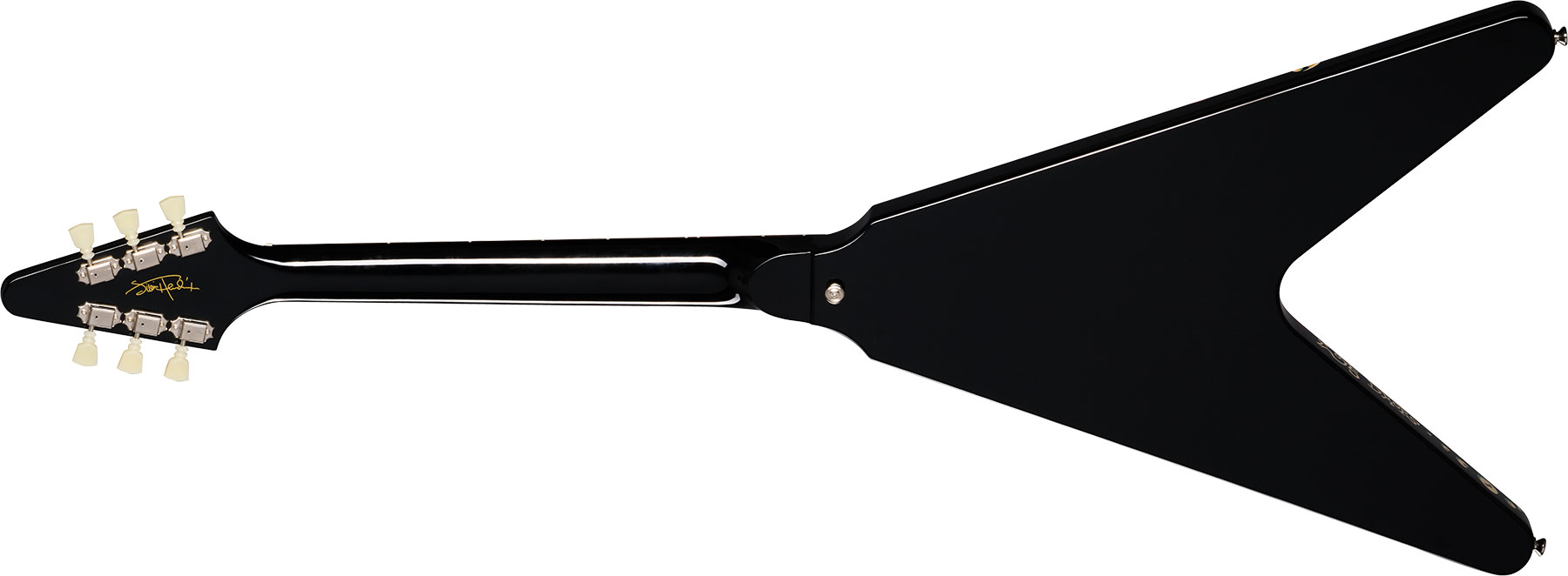 Epiphone Jimi Hendrix Flying V Love Drops Signature 2h Gibson Trem Lau - Ebony - Kenmerkende elektrische gitaar - Variation 1