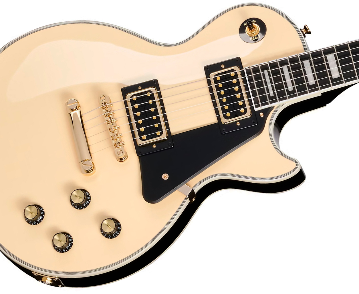 Epiphone Les Paul Custom Blackback Ibg Ltd 2h Ht Eb +housse - Antique Ivory - Single cut gitaar - Variation 2
