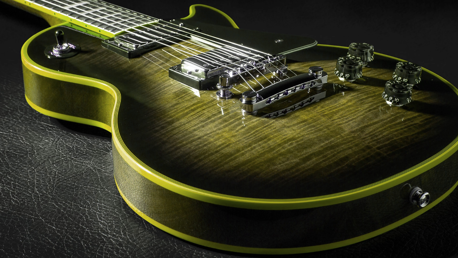 Epiphone Les Paul Custom Widow Ibg 2h Ht Eb - Yellow Burst - Single cut gitaar - Variation 3