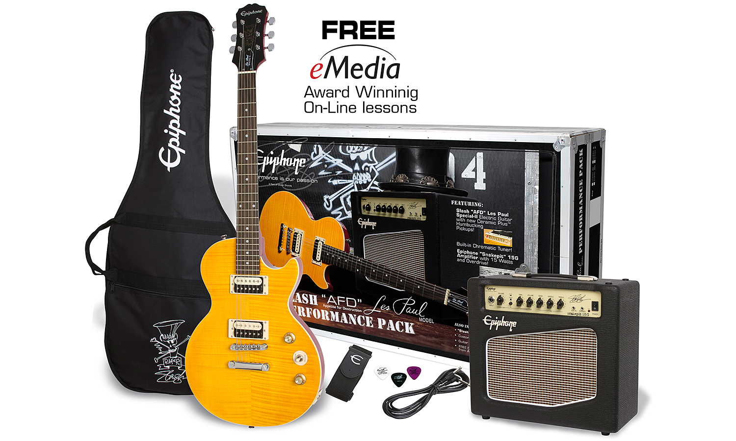 Epiphone Les Paul Slash Afd Performance Pack Ch - Appetite Amber - Elektrische gitaar set - Variation 1