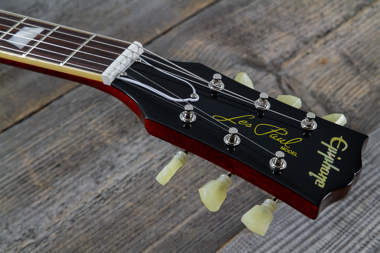 Epiphone Les Paul Standard 1960 Reissue Igc 2h Gibson Ht Rw - Washed Burgundy - Single cut gitaar - Variation 6