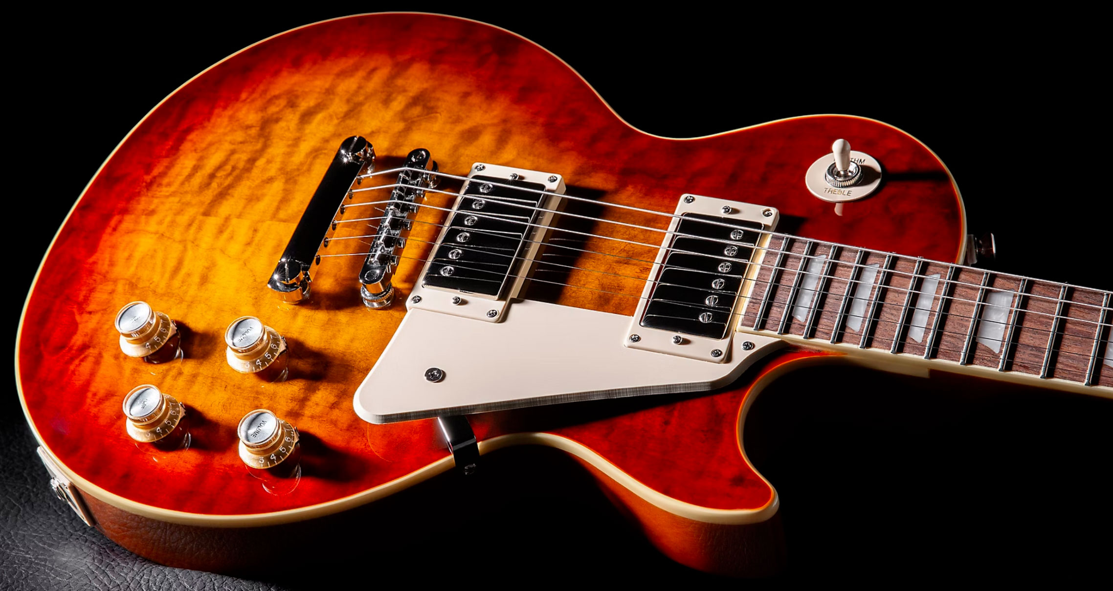 Epiphone Les Paul Standard 60s Quilt Top Ltd Ibg Original 2h Ht Lau - Washed Cherry Sunburst - Single cut gitaar - Variation 3