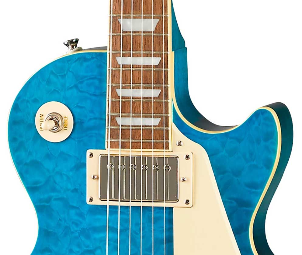 Epiphone Les Paul Standard 60s Quilt Top Ltd Ibg Original 2h Ht Lau - Translucent Blue - Single cut gitaar - Variation 4
