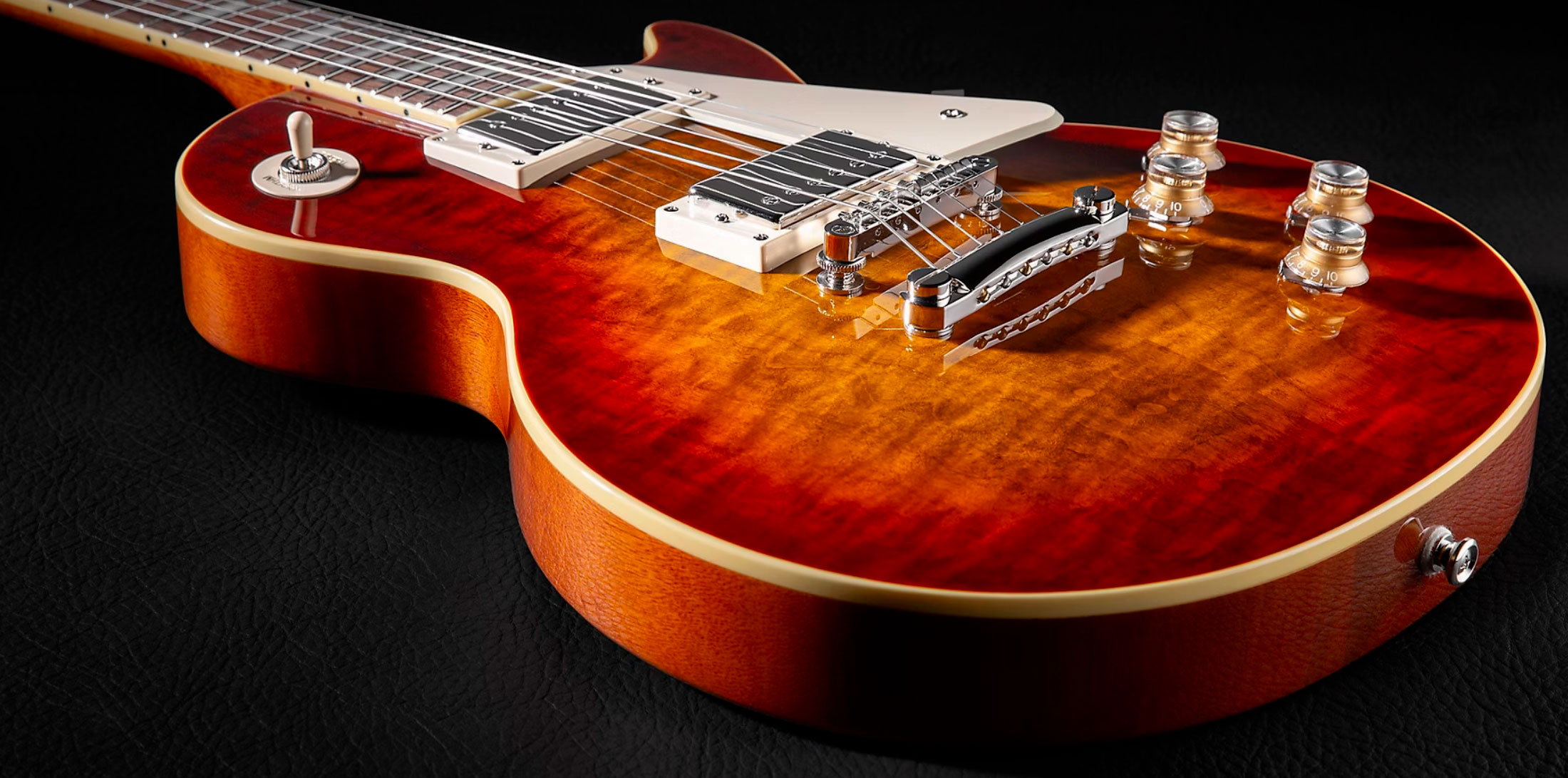 Epiphone Les Paul Standard 60s Quilt Top Ltd Ibg Original 2h Ht Lau - Washed Cherry Sunburst - Single cut gitaar - Variation 4
