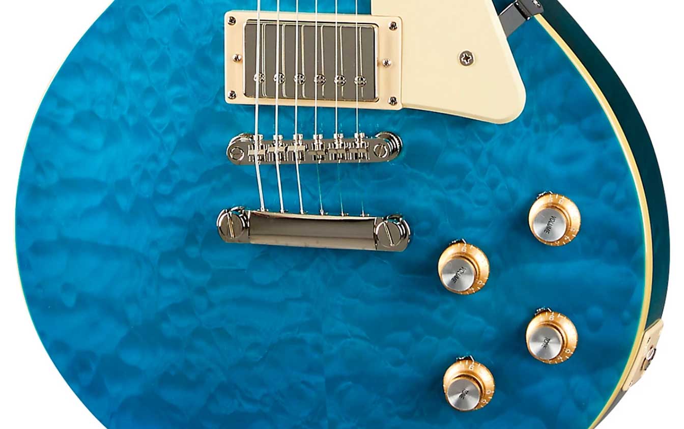 Epiphone Les Paul Standard 60s Quilt Top Ltd Ibg Original 2h Ht Lau - Translucent Blue - Single cut gitaar - Variation 5