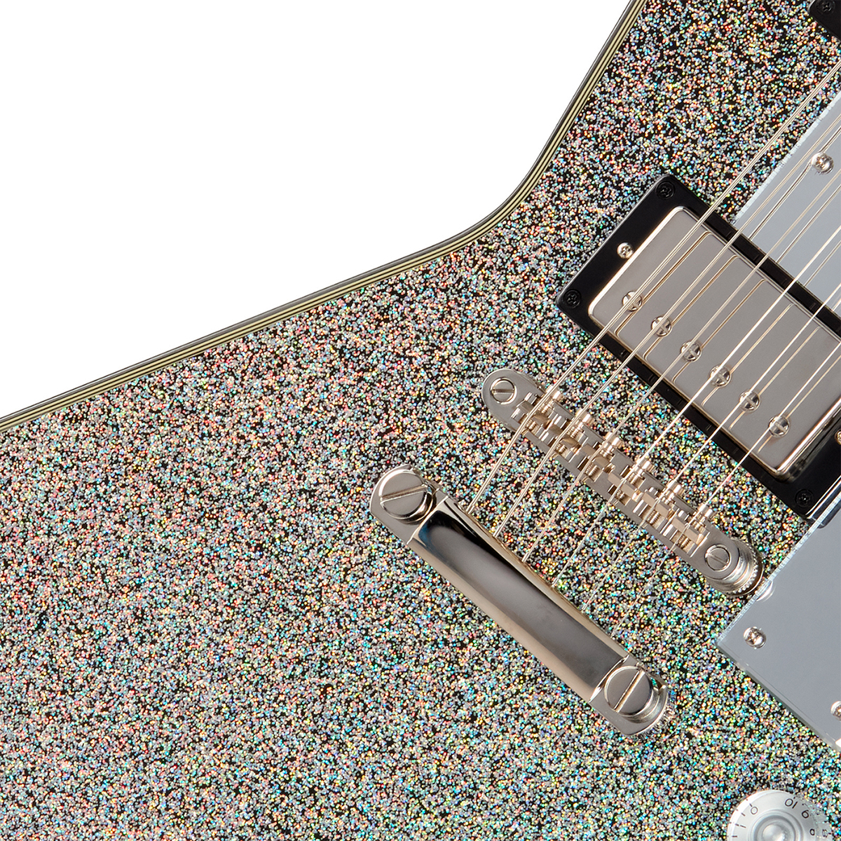 Epiphone Lzzy Hale Explorer Custom Signature 2h Ht Eb - Black Diamond Holographic Sparkle - Metal elektrische gitaar - Variation 2