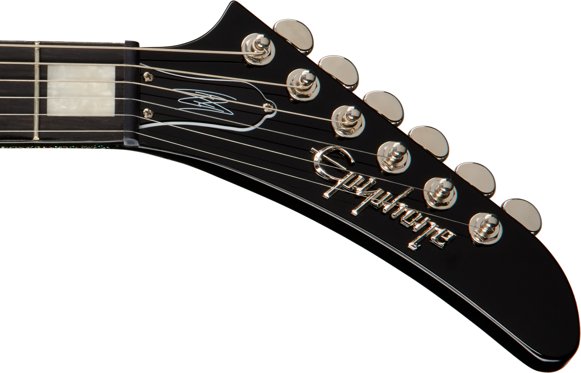 Epiphone Lzzy Hale Explorer Custom Signature 2h Ht Eb - Black Diamond Holographic Sparkle - Metal elektrische gitaar - Variation 4