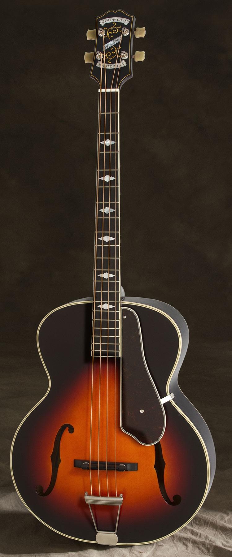 Epiphone Masterbilt Century De Luxe Classic 4-string Acoustic/electric Bass Eb - Vintage Sunburst - Hollow body elektrische bas - Variation 5