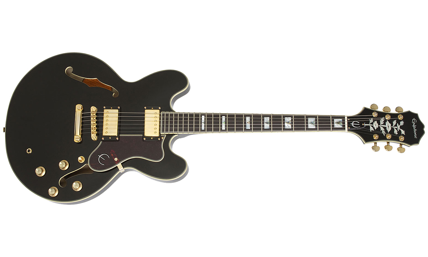 Epiphone Sheraton Ii Pro 2018 2h Ht Pf - Ebony - Semi hollow elektriche gitaar - Variation 1