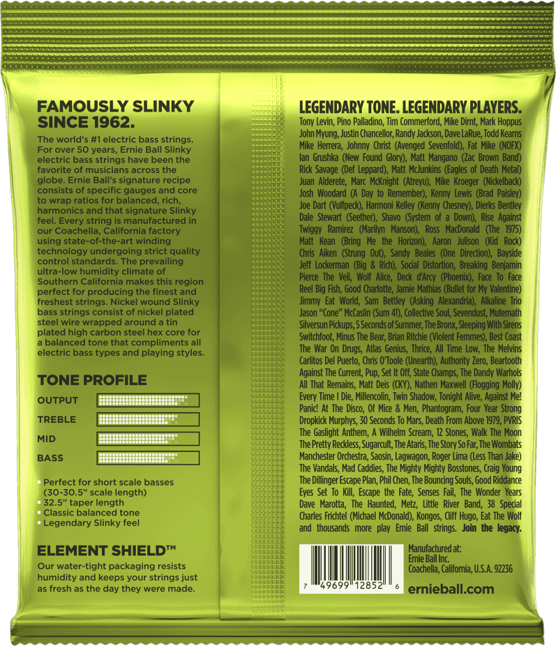 Ernie Ball Jeu De 4 Cordes Bass (4) 2852 Regular Slinky Short Scale 45-105 - Elektrische bassnaren - Variation 1