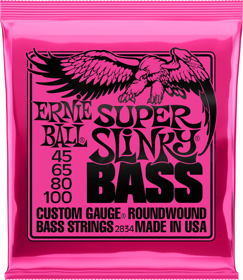 Ernie Ball Jeu De 4 Cordes Bass (4) 2834 Super Slinky 45-100 - Elektrische bassnaren - Main picture