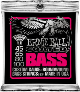 Ernie Ball Jeu De 4 Cordes Bass (4) 3834 Coated Super Slinky 45-100 - Elektrische bassnaren - Main picture