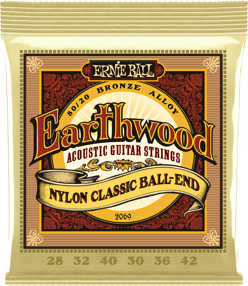 Ernie Ball Jeu De 12 Cordes Classic (12) 2069 Earthwood Nylon 80/20 Bronze Ball-end 28-42 - Nylonsnaren voor klassieke gitaar - Main picture
