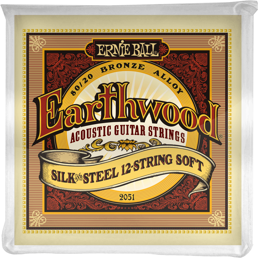 Ernie Ball Jeu De 12 Cordes Folk (12) 2051 Earthwood 80/20 Bronze Soft 12 Cordes 9-46 - Westerngitaarsnaren - Main picture