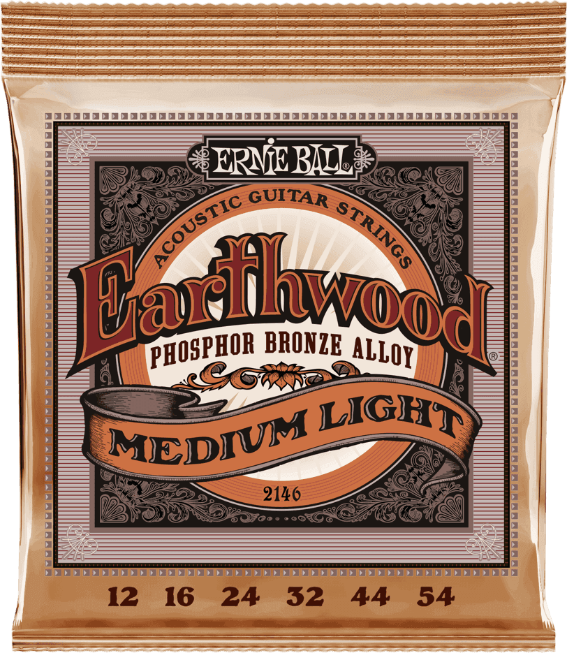 Ernie Ball Jeu De 6 Cordes Folk (6) 2146 Earthwood Phosphore Bronze Medium Light 12-54 - Westerngitaarsnaren - Main picture