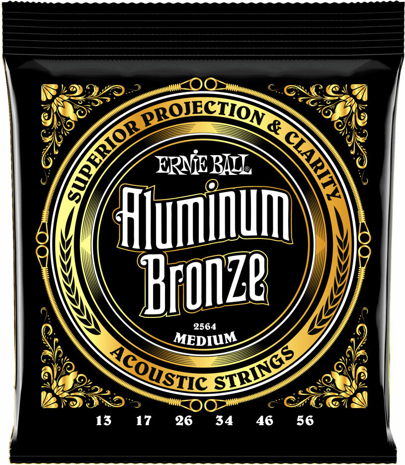 Ernie Ball Jeu De 6 Cordes Folk (6) 2564 Aluminum Bronze Acoustic Medium 13-56 - Westerngitaarsnaren - Main picture