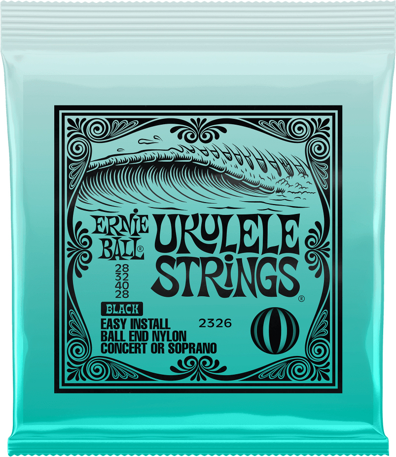 Ernie Ball P02326 Ukulele Ball End Nylon Strings Black Concert/soprano A Boule 4c 28-28 - Ukulelesnaren - Main picture