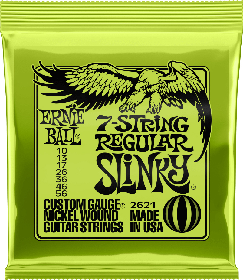 Ernie Ball P02621 Regular Slinky Nickel Wound Electric Guitar Strings 7c 10-56 - Elektrische gitaarsnaren - Main picture